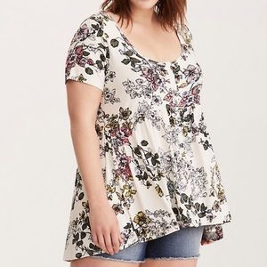 Torrid Floral Scoopneck Button Down T-shirt Top 3